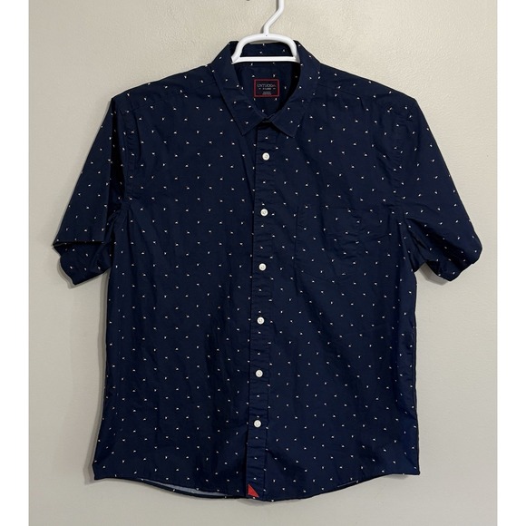 UNTUCKit Men's XL Blue Geometric AOP Short Sleeve Button Up Shirt - Picture 2 of 4